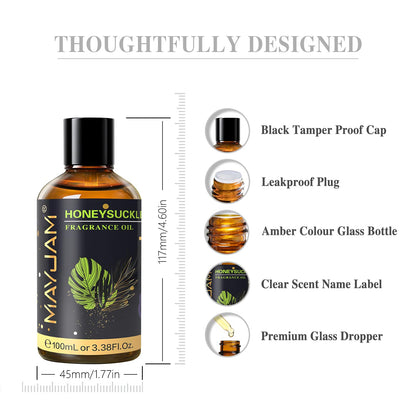 MAYJAM Honeysuckle Fragrance Oil – 100ml Diffuser Essential Oil with Glass Dropper