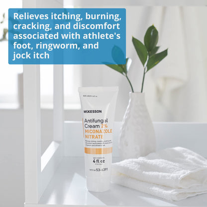 McKesson Antifungal Cream 2% Miconazole Nitrate — 4 oz Tube (3 Count) for Itching, Burning & Cracking