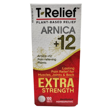 MediNatura T-Relief Extra-Strength Arnica +12 Actives – Back Pain & Muscle Aches, 100 Tablets (2 Pack)