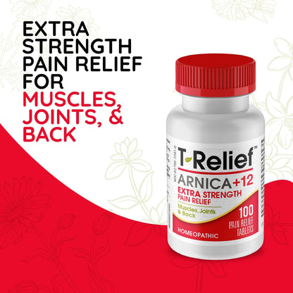 MediNatura T-Relief Extra Strength Pain Relief Arnica +12 Actives | 100 Tablets