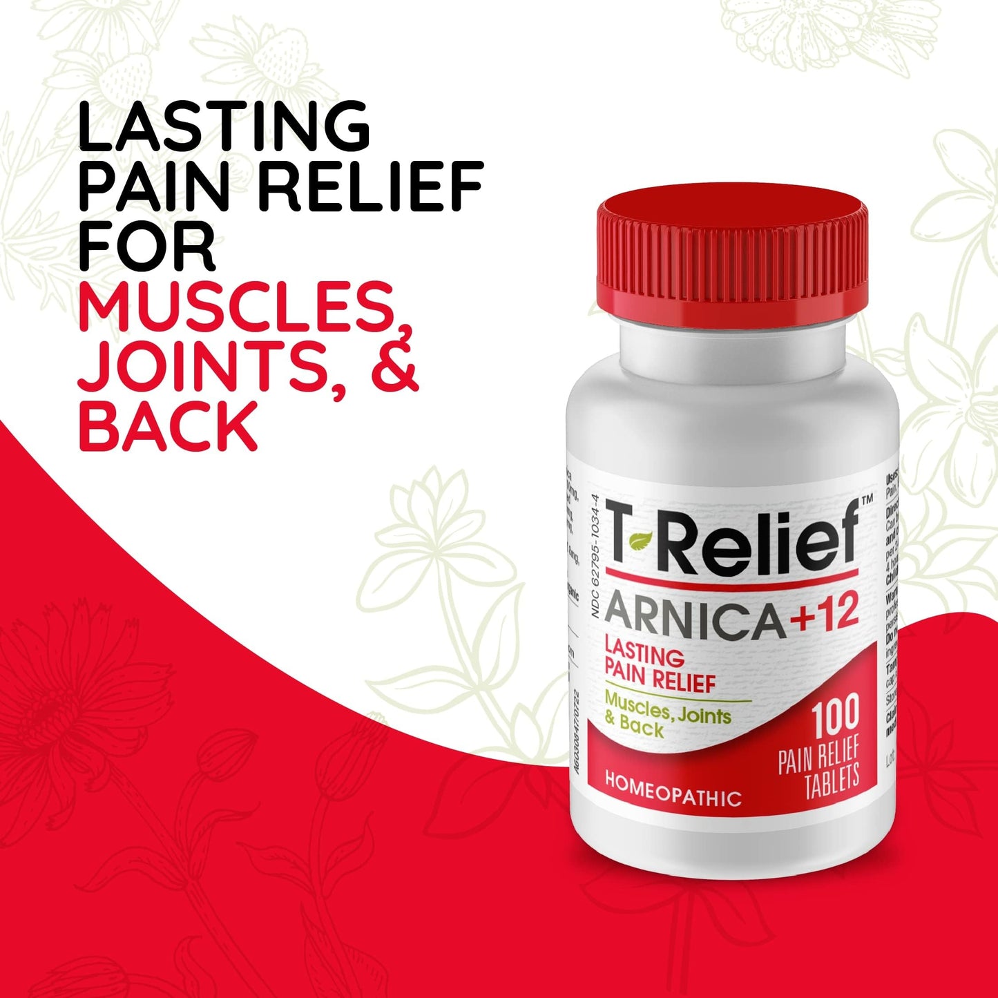 MediNatura T-Relief Pain - Plant-Based Arnica Chewables for Minor Muscle & Joint Comfort | 2-Pack