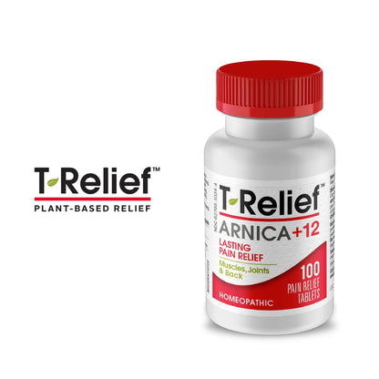 MediNatura T-Relief Pain - Plant-Based Arnica Chewables for Minor Muscle & Joint Comfort | 2-Pack