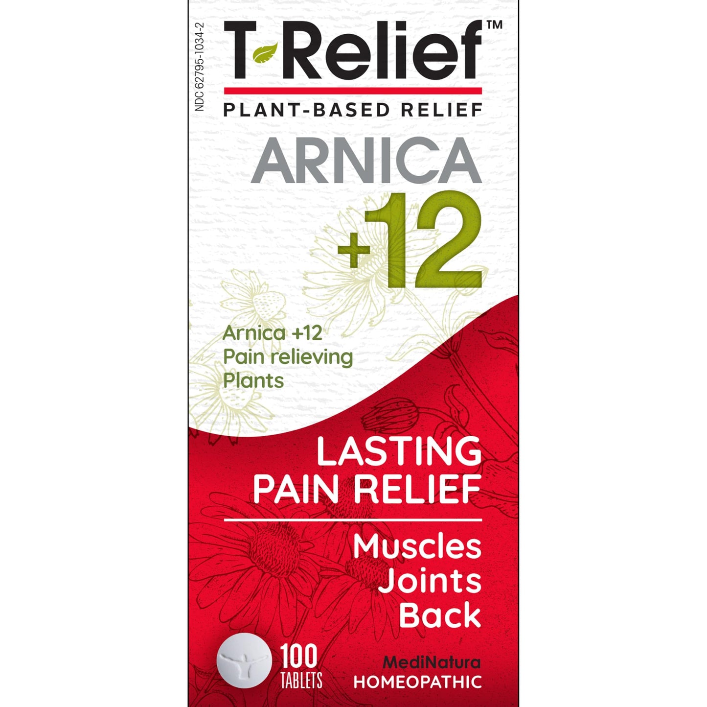 MediNatura T-Relief Pain - Plant-Based Arnica Chewables for Minor Muscle & Joint Comfort | 2-Pack
