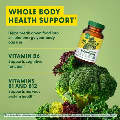MegaFood Balanced B Complex – 8 B Vitamins – Vegan & Gluten Free – 60 Tabs