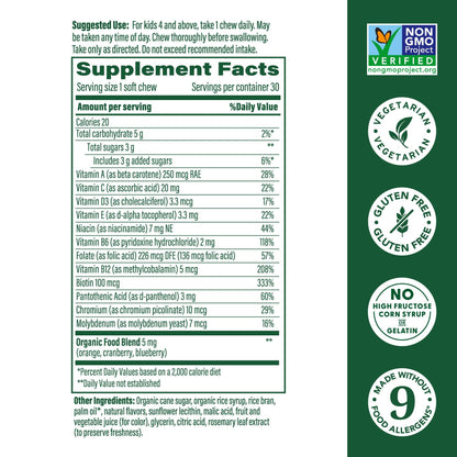 MegaFood Kids One Daily Multivitamin Soft Chews – Grape, 4+, Vegetarian