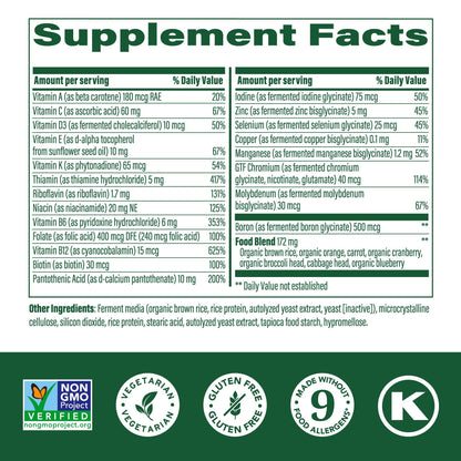 MegaFood One Daily Iron Free Multivitamin – Real Food, Vegetarian, Non-GMO