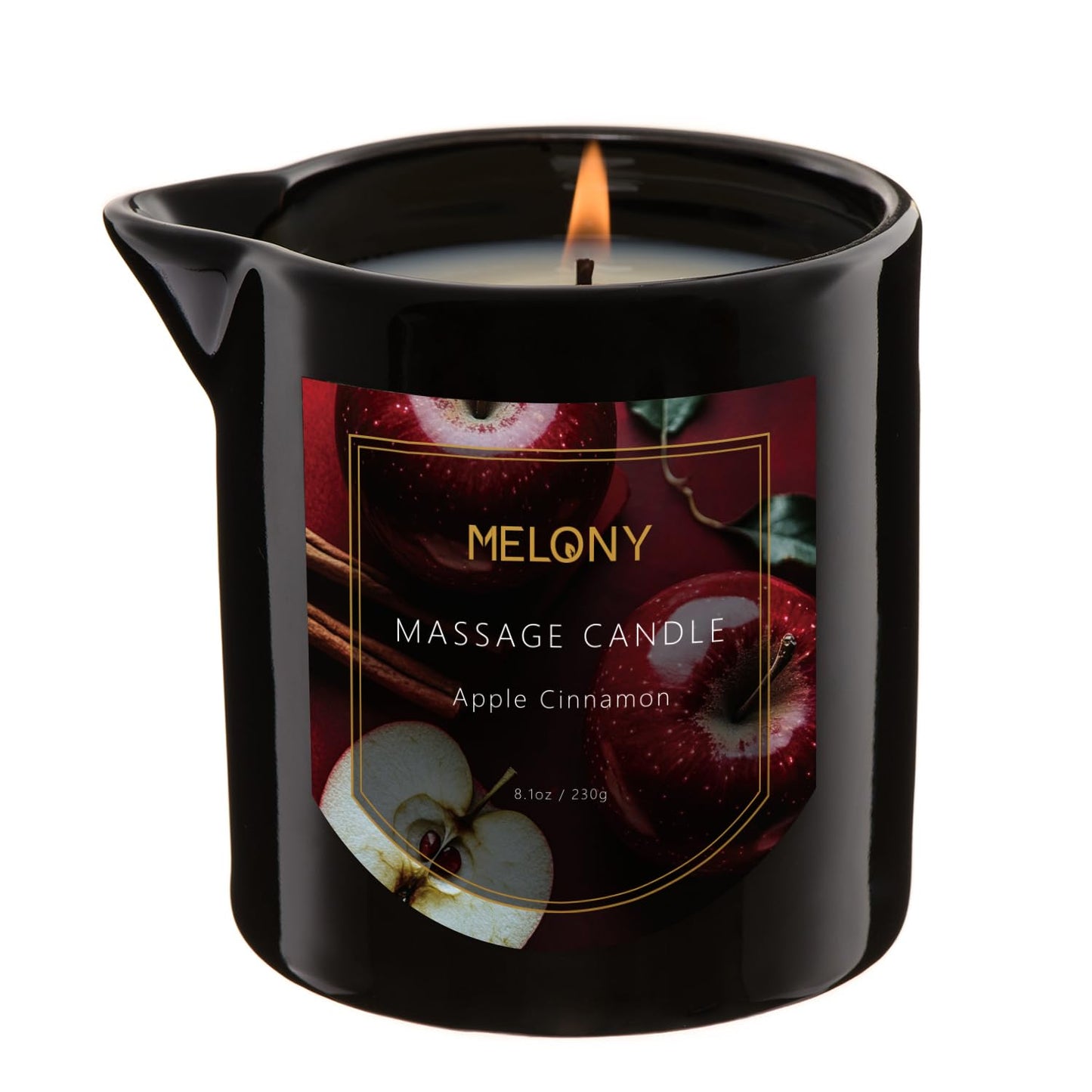 MELONY Luxury Massage Candle - Apple Cinnamon 8.1OZ | 4-in-1 Moisturising Candle for Home Spa