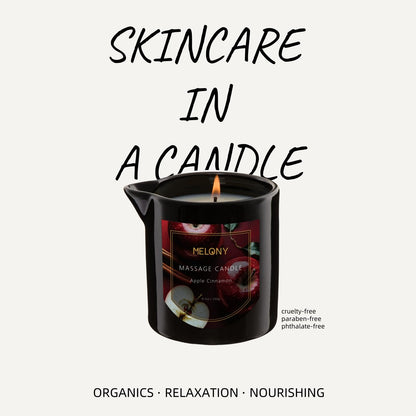 MELONY Luxury Massage Candle - Apple Cinnamon 8.1OZ | 4-in-1 Moisturising Candle for Home Spa