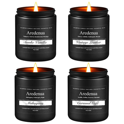 Men's 4-Pack Candle Set: Vintage Leather, Smoke & Vanilla – Soy Candles