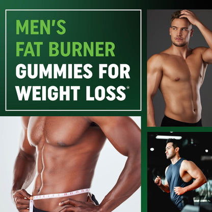 Men's Fat Burner Gummies for Weight Loss | Green Tea, Garcinia Cambogia & Ketones | Apple Flavor | 60 Gummies