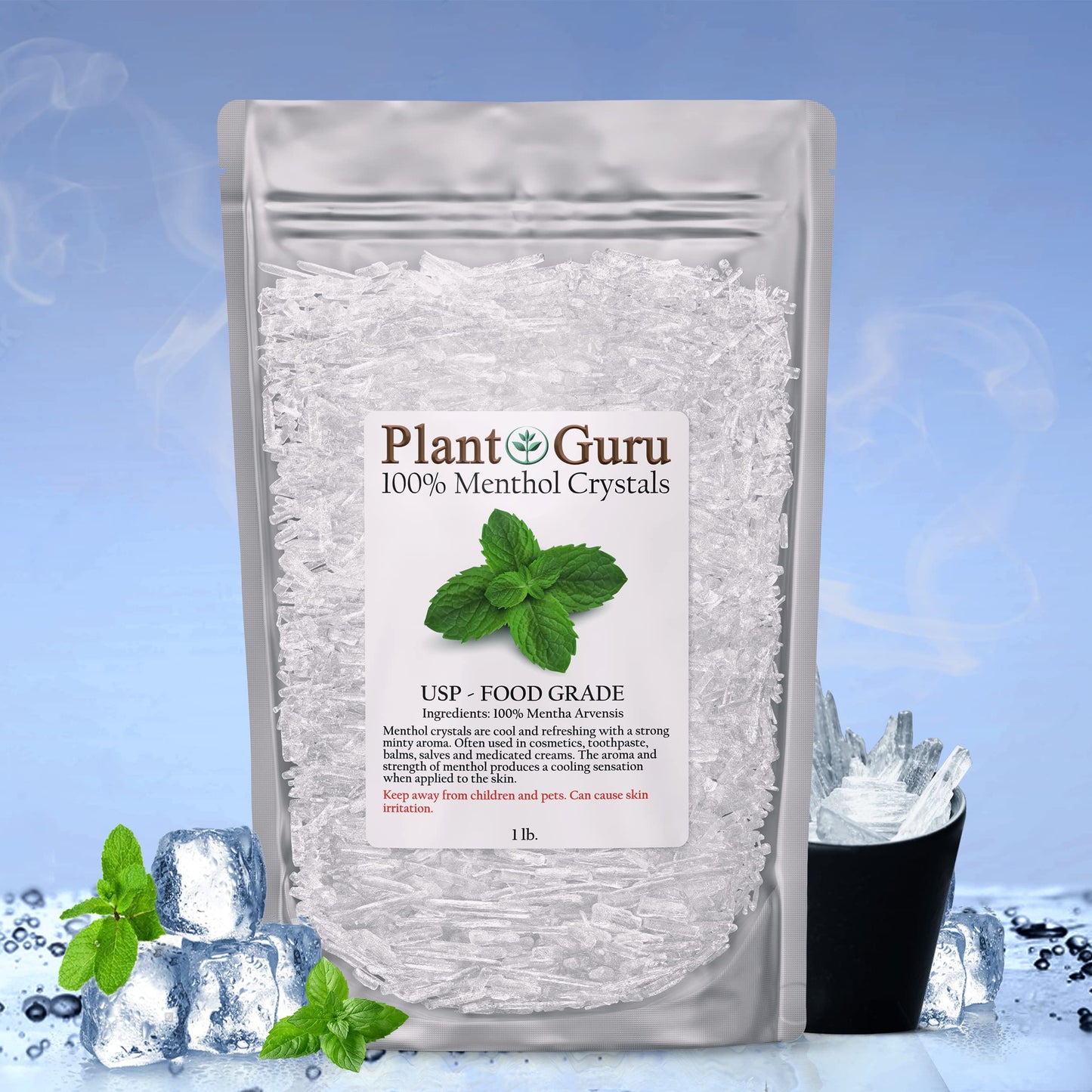 Menthol Crystals 8 oz – Mentha Arvensis | 100% Pure Natural USP Food Grade for Cosmetics, Soaps & Balms