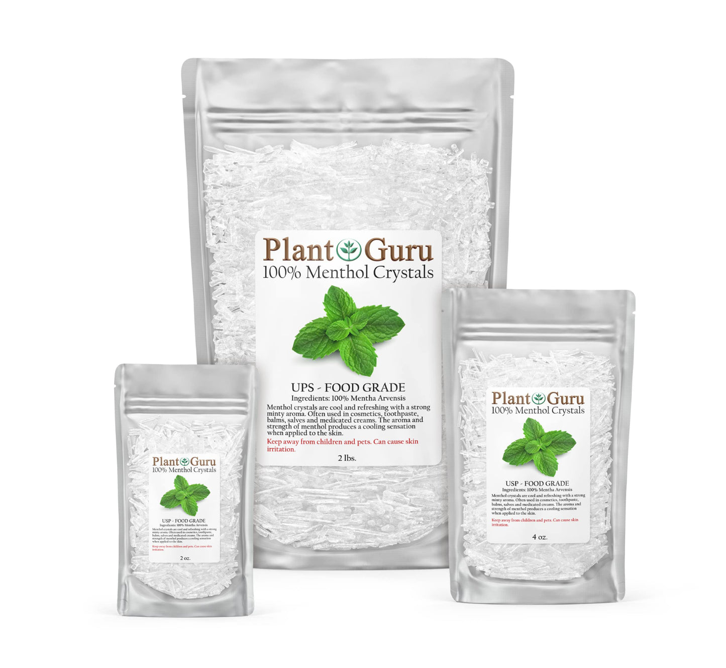 Menthol Crystals 4 oz – Mentha Arvensis 100% Pure Natural USP Food Grade for Cosmetics, Balms, Salves, Creams & Soap Making
