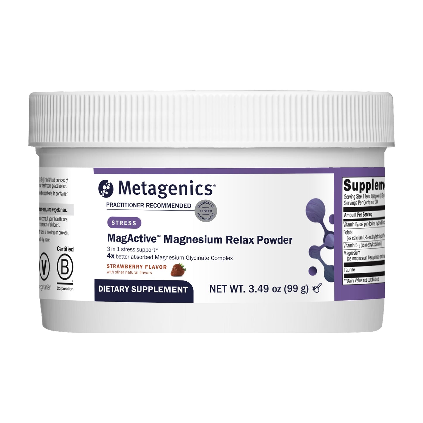 Metagenics MagActive Magnesium Relax - Powder for Calming Support (Strawberry, 99 g)