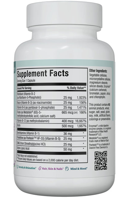 Stress B Complex – Methyl-B Supreme with Methylated B12, B6 & Folate | Kosher Vegan 60 Caps