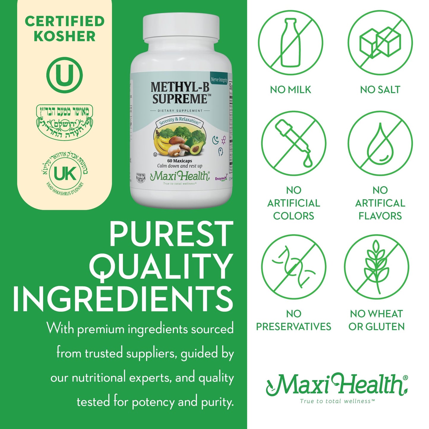 Stress B Complex – Methyl-B Supreme with Methylated B12, B6 & Folate | Kosher Vegan 60 Caps