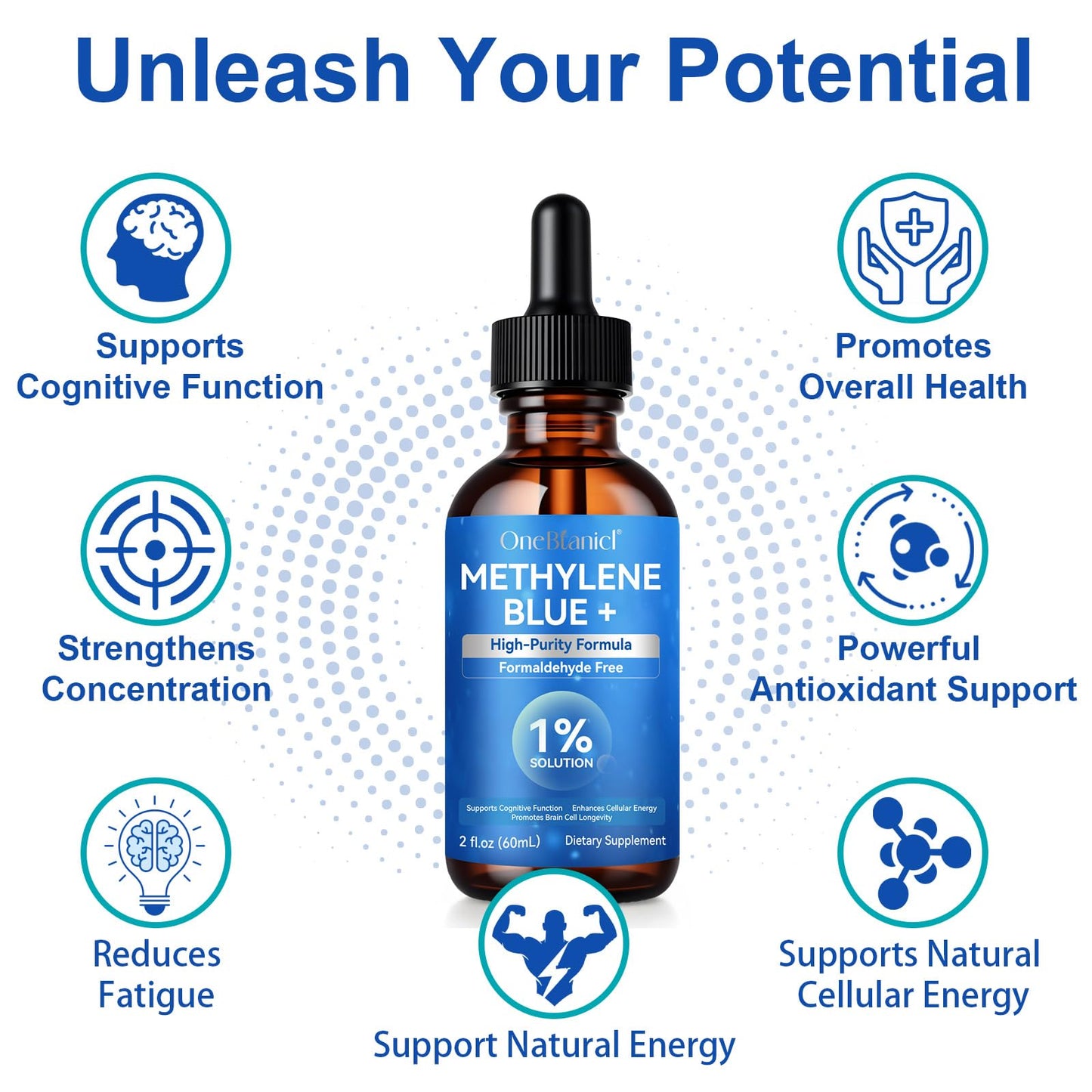 Methylene Blue 1% Drops | Pharmaceutical Grade | 60ml – Memory, Focus, Clarity
