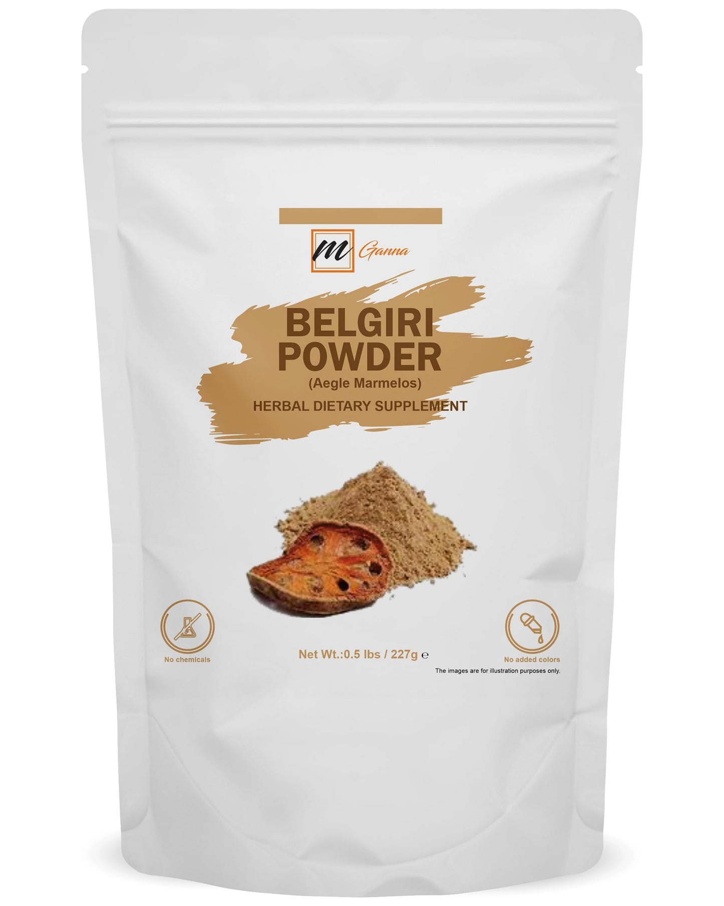 mGanna 100% Natural Belgiri | 227 GMS / 0.5 LBS | Aegle Marmelos | Bael powder | Wood Apple Powder for Health Care and Beauty