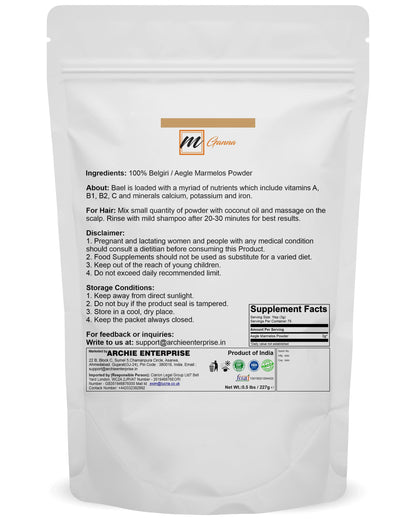 mGanna 100% Natural Belgiri | 227 GMS / 0.5 LBS | Aegle Marmelos | Bael powder | Wood Apple Powder for Health Care and Beauty