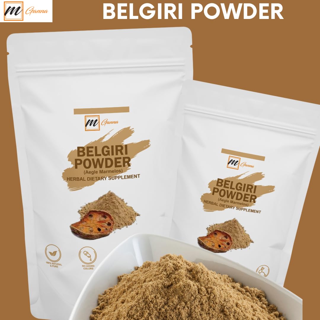 mGanna 100% Natural Belgiri | 227 GMS / 0.5 LBS | Aegle Marmelos | Bael powder | Wood Apple Powder for Health Care and Beauty