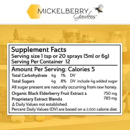Mickelberry Gardens Elderberry Honey Propolis Throat Spray – Immune Support (2 oz)