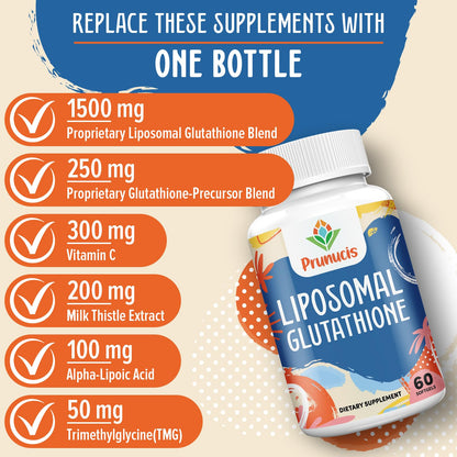 2400MG Liposomal Glutathione with Vitamin C, Milk Thistle & Alpha-Lipoic Acid - 120 Softgels