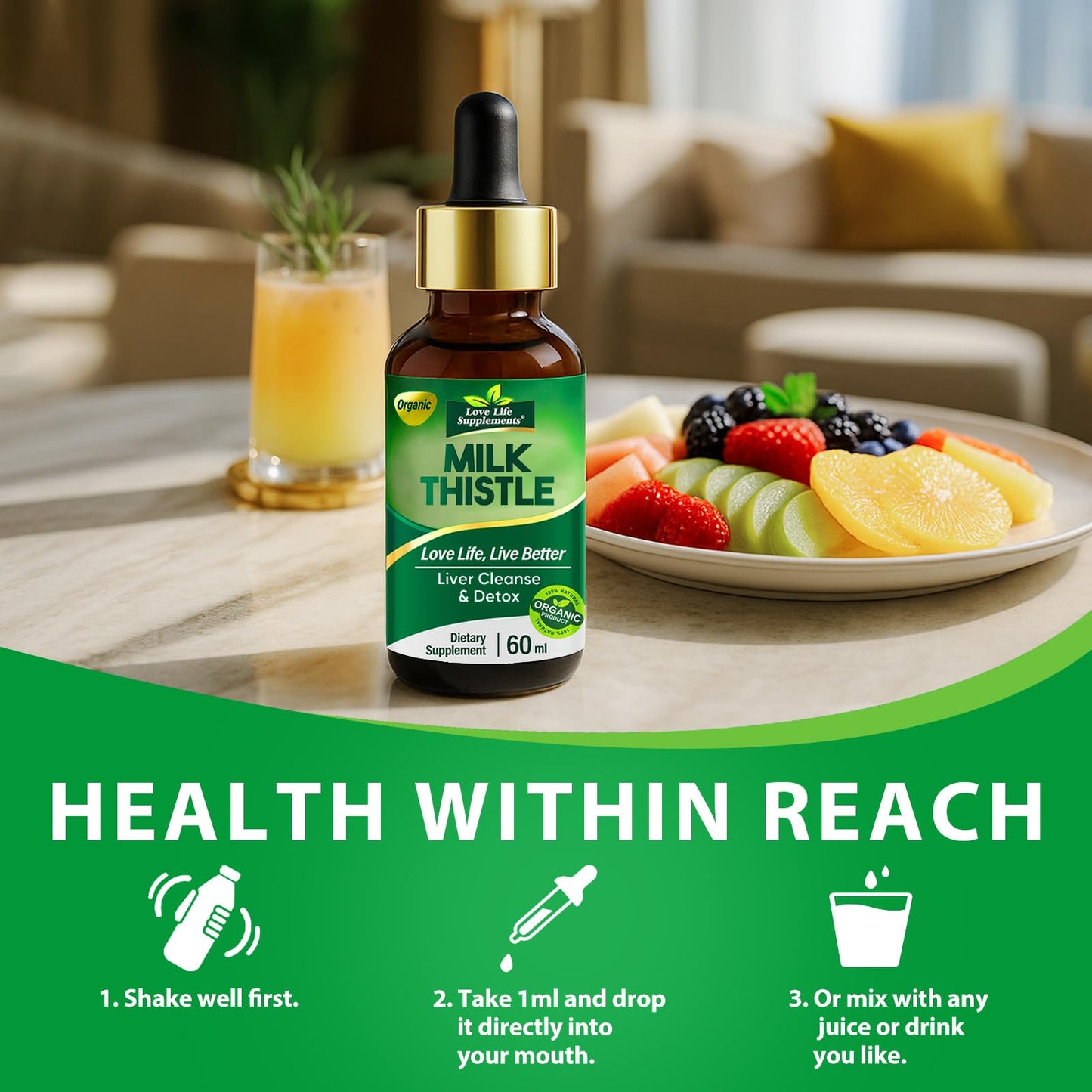 Milk Thistle Liquid Drops 2oz – Liver Detox & Repair (Vegan, Non-GMO)