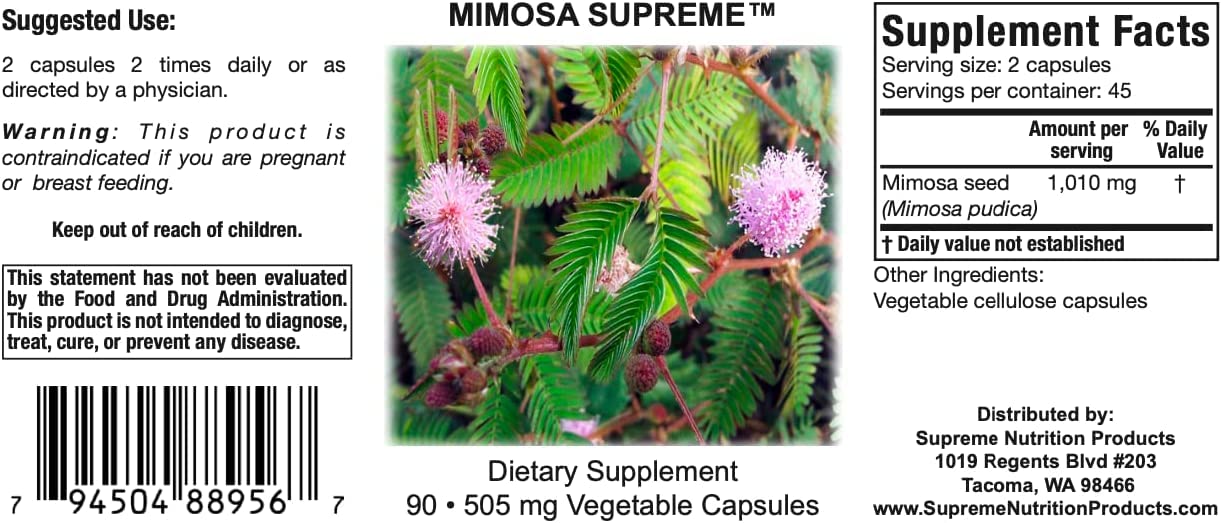 Mimosa Pudica Seed Capsules | Supreme Nutrition Mimosa Supreme 90 Caps