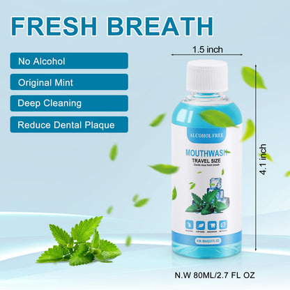 25-Pack Travel Size Mouthwash – 80ml/2.7oz Mint Portable Bottles