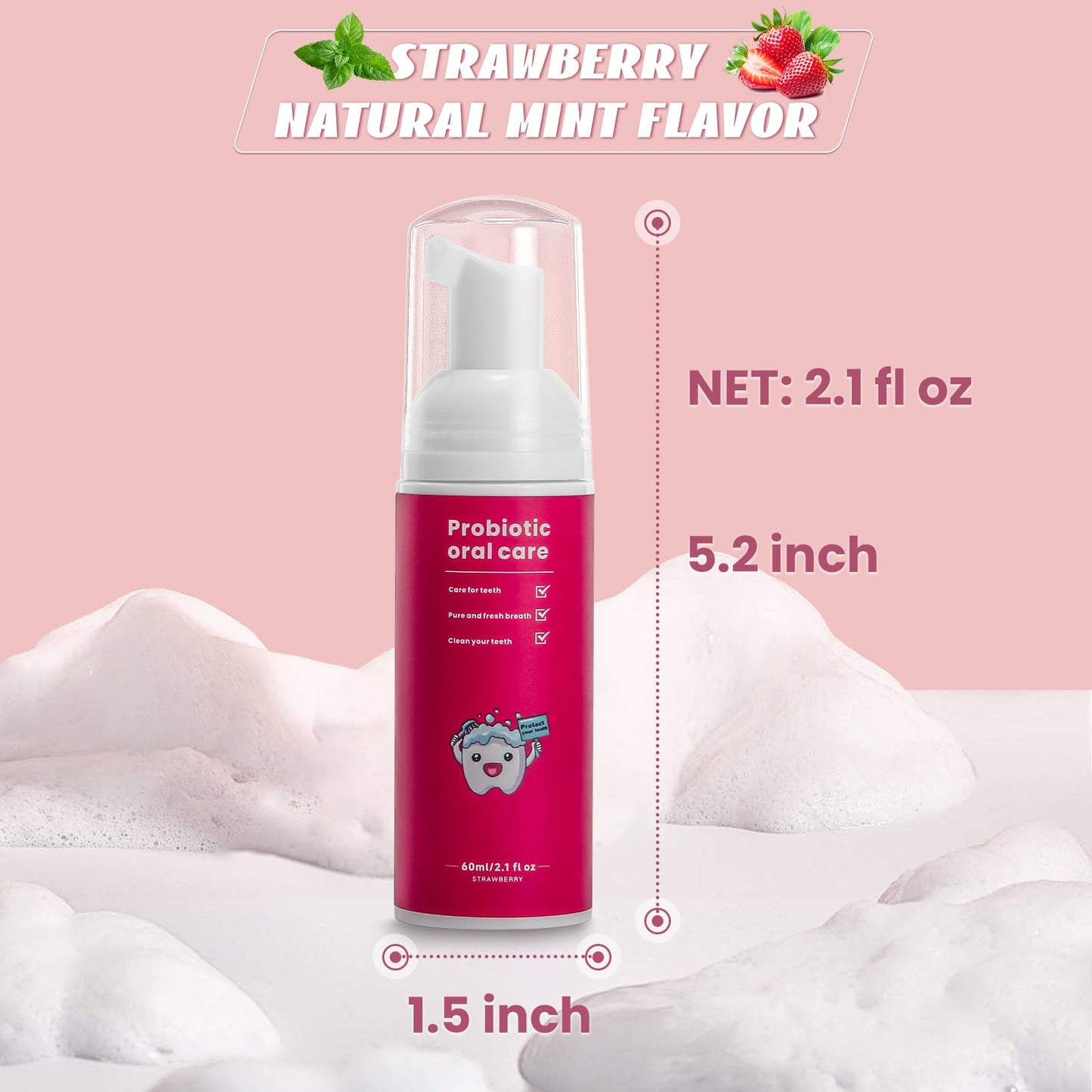 Fluoride Free Foam Kids Toothpaste – Mint Strawberry, Travel Size