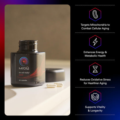 MitoQ Pure Advanced Mitochondria Supplement | Superior Bioavailability for Healthy Aging, Energy, Heart Health & Mobility