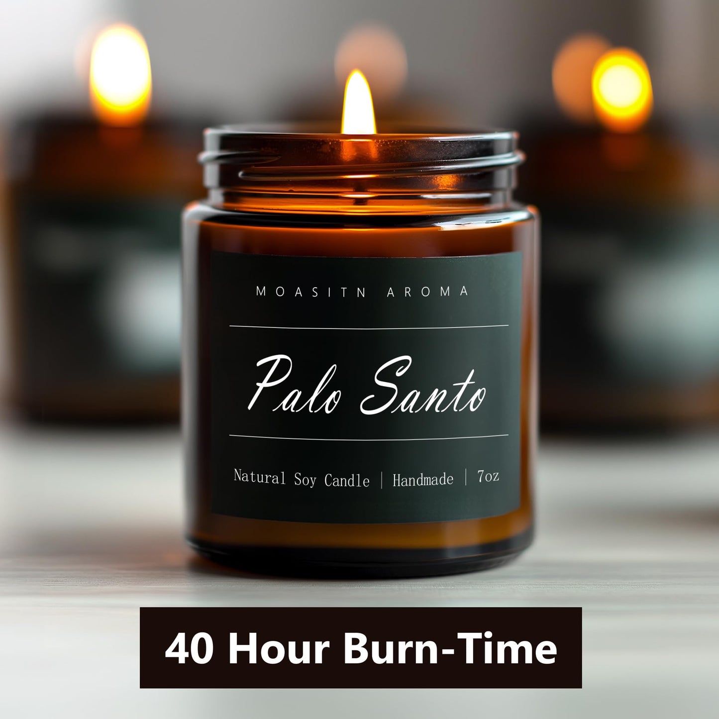 MOASITN Palo Santo Scented Candle – Organic Soy, Handmade 7oz Jar Gift