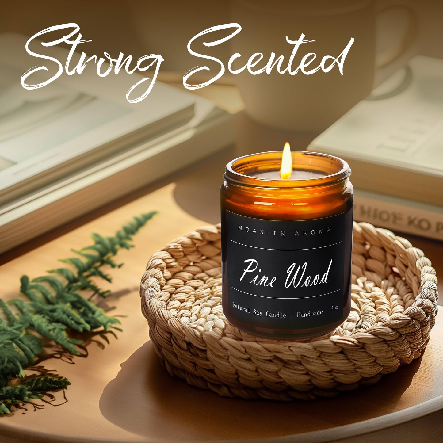 MOASITN Pine Wood Scented Candles – Organic Soy, Handmade 7oz Gift