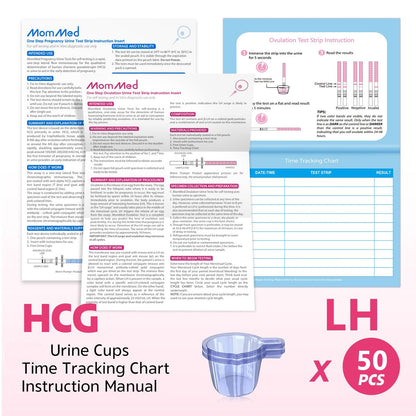 MomMed Ovulation Test Strips – 50 LH Predictor Kit with Cups