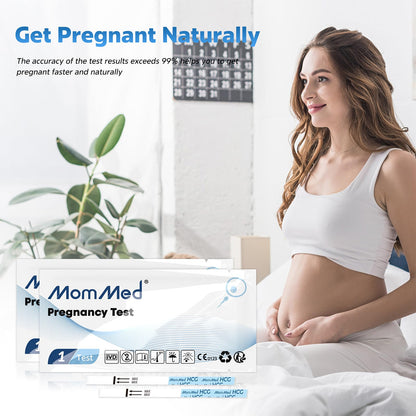 MomMed Pregnancy Test Strips – 20 HCG Tests, 99% Accurate, 20 Free Urine Cups, Bulk for Home Use