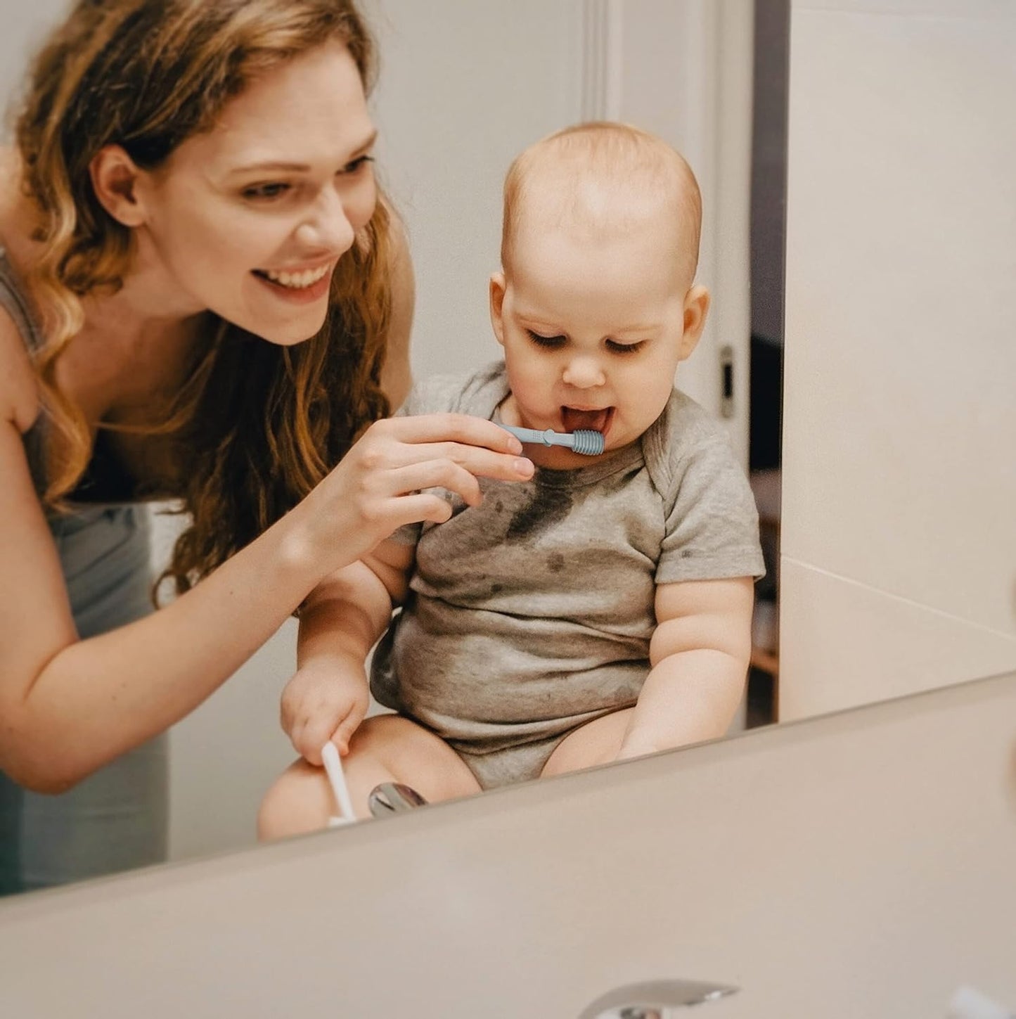 Moonkie Baby Finger Toothbrush Tongue Cleaner Kit – 3 Months+ (3 Pcs) – Clay/Ivory/Clay