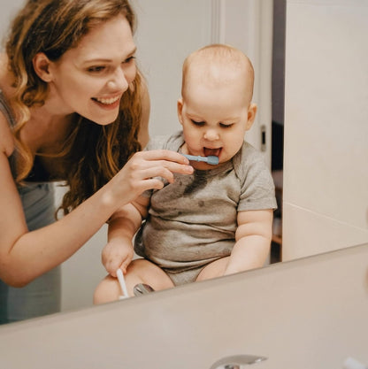 Moonkie Baby Finger Toothbrush & Tongue Cleaner Kit – 3 Months+ (3 Pcs) – Blush, Pale Mauve