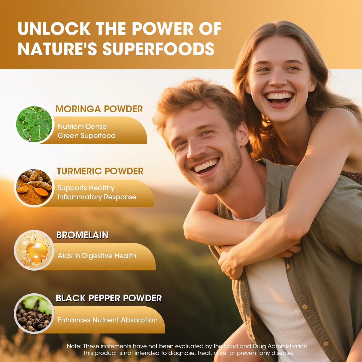 Moringa Capsules 10-in-1 Superfood Supplement – Turmeric Curcumin, Bromelain & Black Pepper – Supports Mobility & Recovery, Energy, Digestion, Immunity & Skin Vitality – Vegan, Non-GMO, Gluten-Free