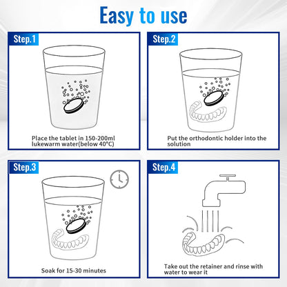 Retainer Cleaner Tablets for Invisalign – Sulphate-Free Effervescent Cleaner with Aligner Tools