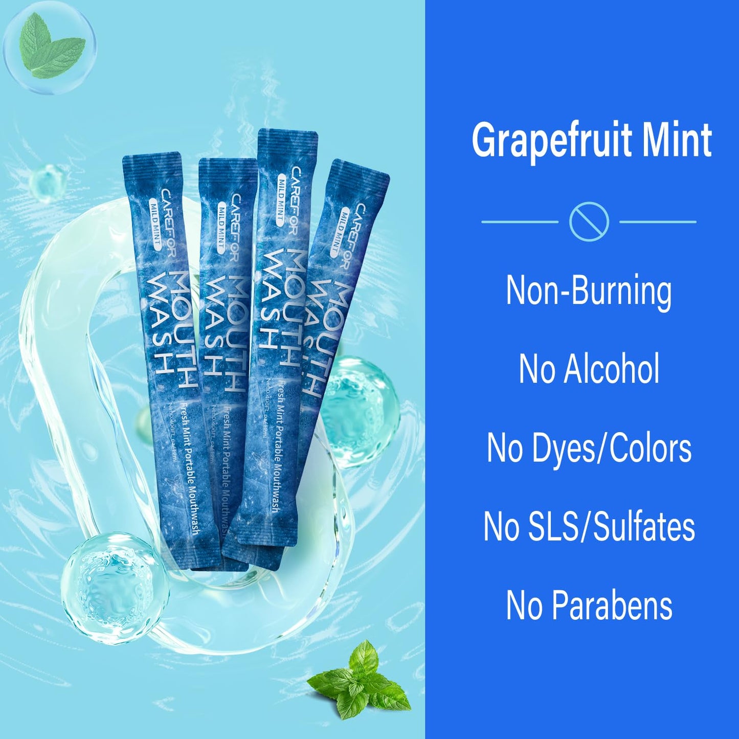 Mouthwash Travel Size - Alcohol-Free Icy Mint, Portable Fresh Breath, 60 Pack (0.41 Fl Oz Each)