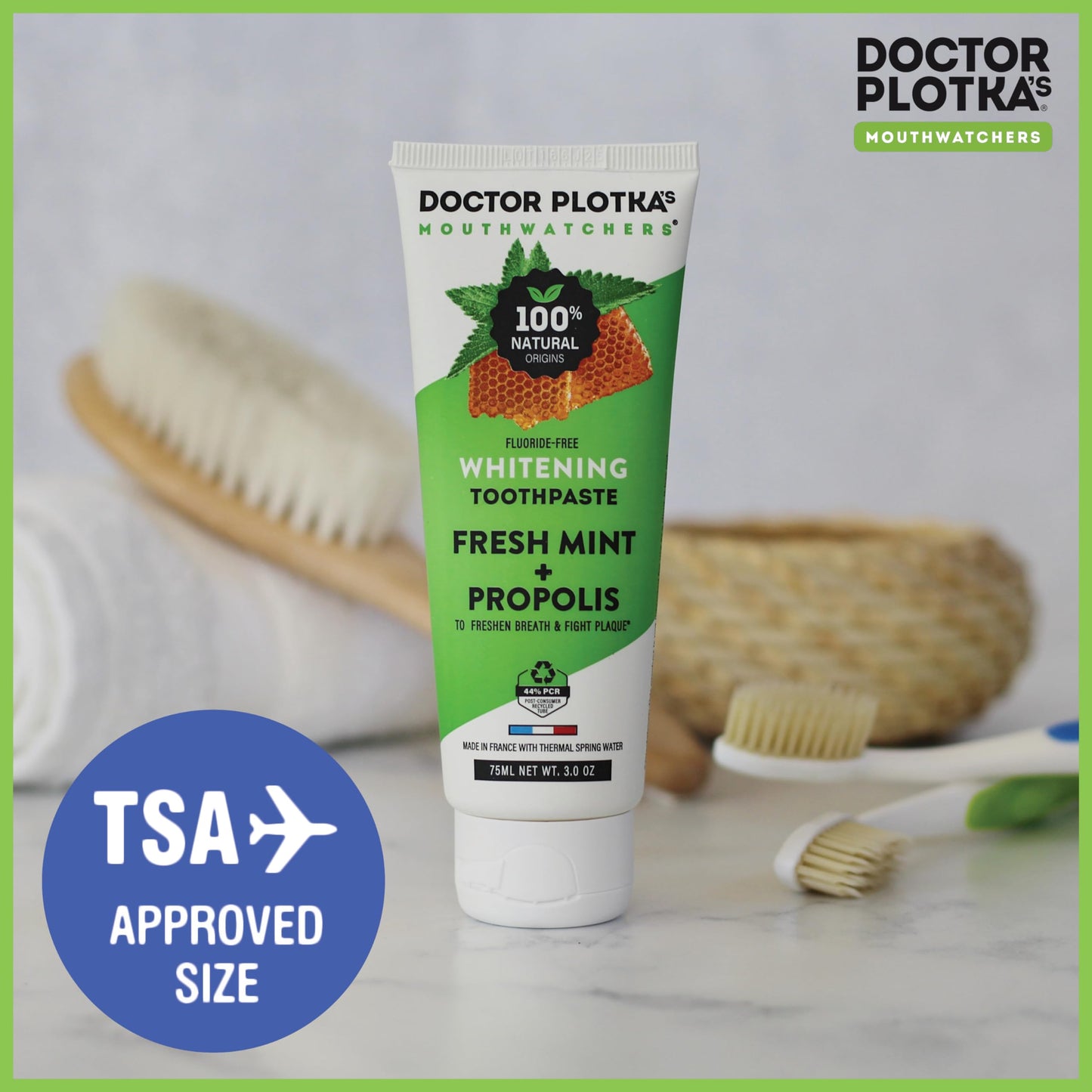 MOUTHWATCHERS Whitening Fluoride Free Toothpaste – 4 Tubes (3 oz) for Sensitive Teeth & Gums | Dr. Plotka's