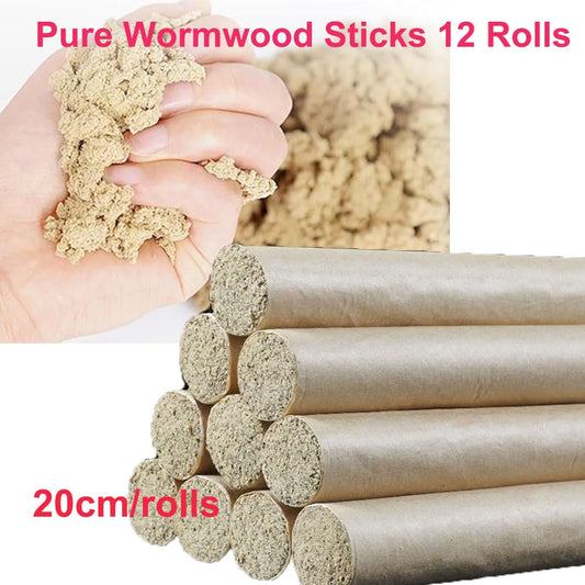 12 Rolls Moxa Stick for Moxibustion – 50:1 Extraction, Chen Mugwort, 20cm