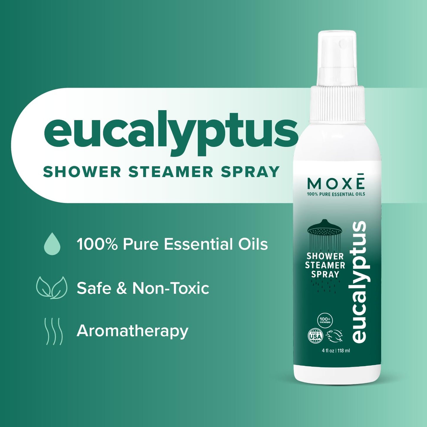 MOXE Eucalyptus Shower Mist – 100% Essential Oils, Made in USA, Aromatherapy for Sinus Relief (8oz)