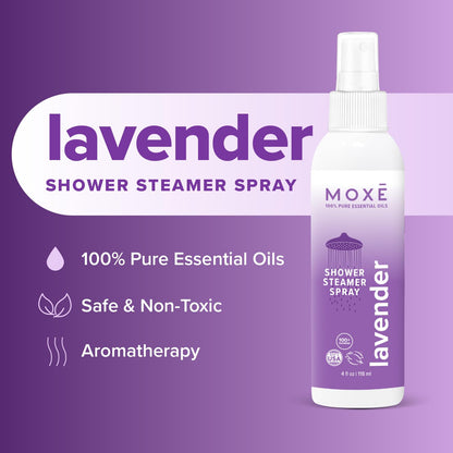MOXE Lavender Shower Mist – 100% Natural Essential Oils, Made in USA (Pack of 2)