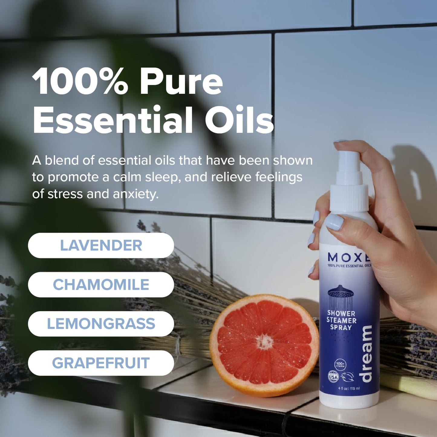 MOXE Shower Steamer Spray – Breathe & Dream Essential Oils, Made in USA (4 oz, 2 Pack)