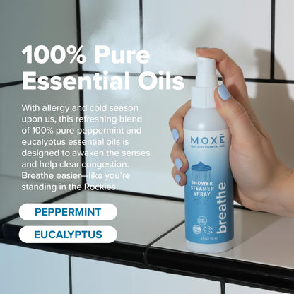 MOXE Shower Steamer Spray – Breathe & Dream Essential Oils, Made in USA (4 oz, 2 Pack)