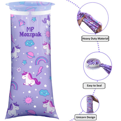 MP MOZZPAK Unicorn Kids Vomit Bags – 15 Pack, Leak-Proof Emesis Bags for Travel