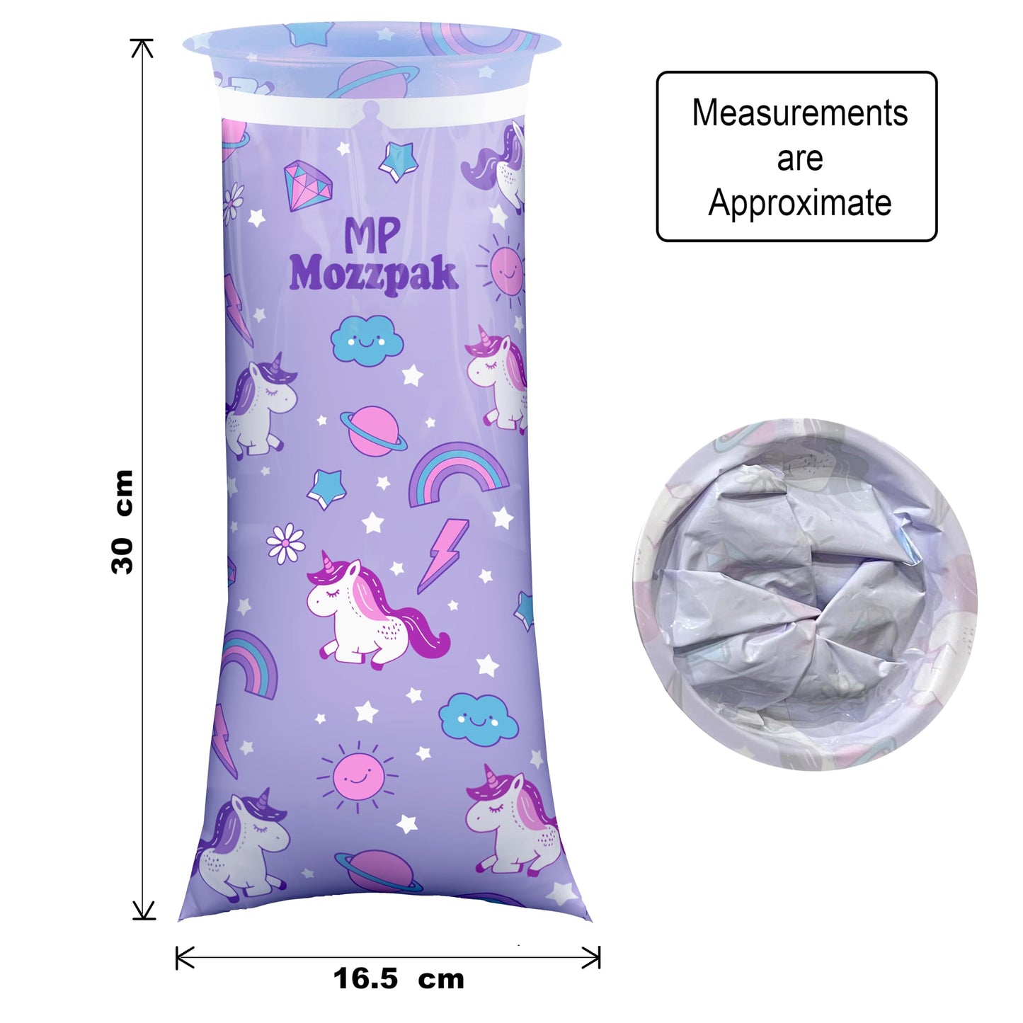 MP Mozzpak Unicorn Kids Vomit Bags (35-Pack) - Leak-Proof Emesis Bags for Travel