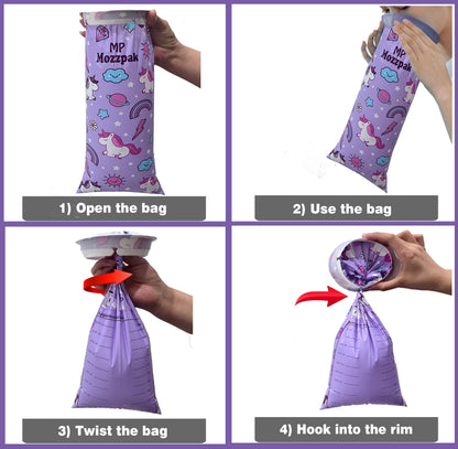 MP MOZZPAK Unicorn Kids Vomit Bags Disposable 24 Pack – Leak-Proof Travel Puke Bags