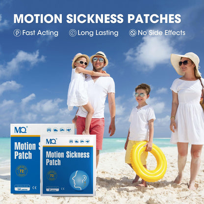 MQ 84ct Motion Sickness Patches - Non Drowsy, Waterproof Behind-Ear Patches for Cruise Travel | Up to 72H