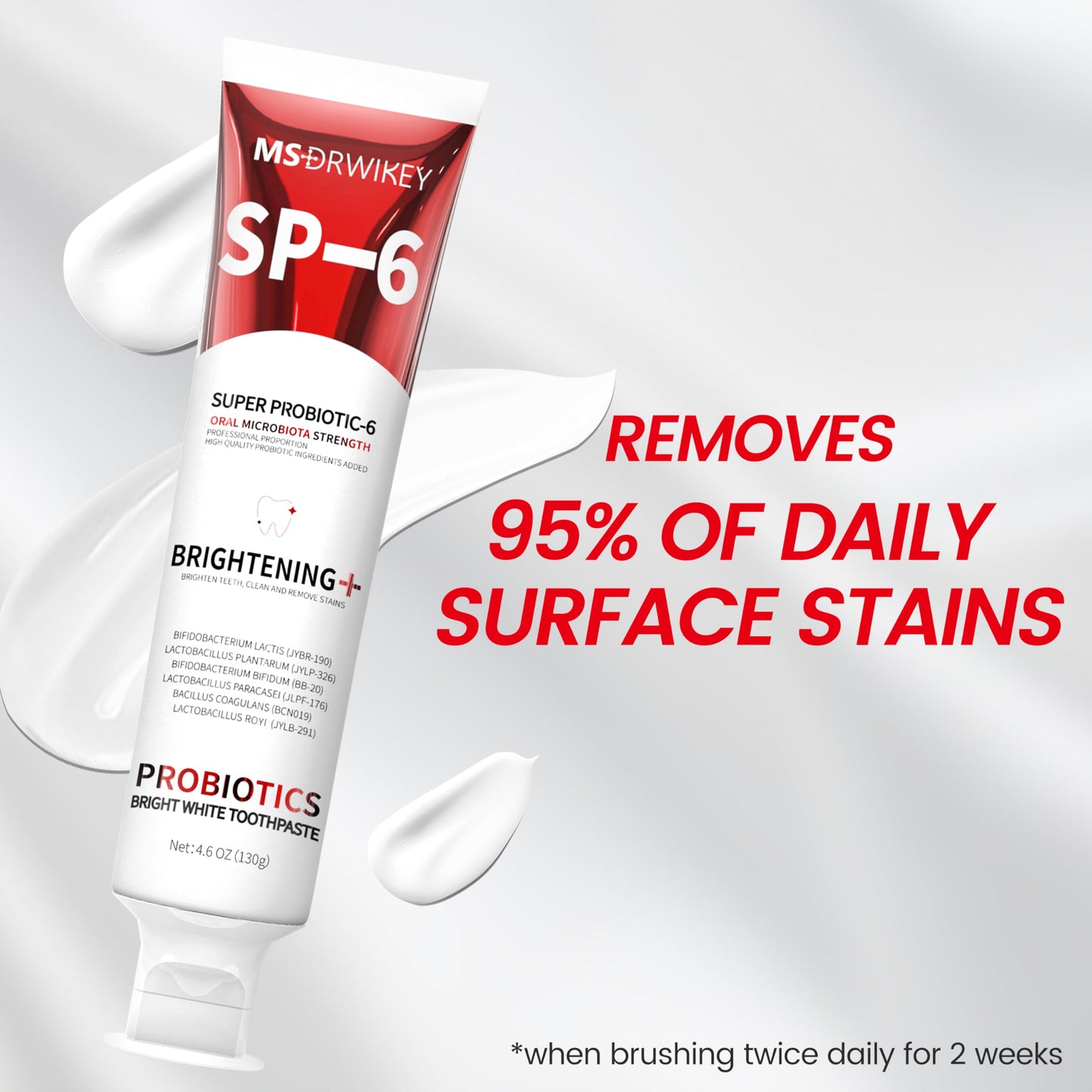 MSDRWIKEY SP-6 Probiotic Whitening Toothpaste – 6 Probiotics, Fluoride-Free, Enamel-Safe